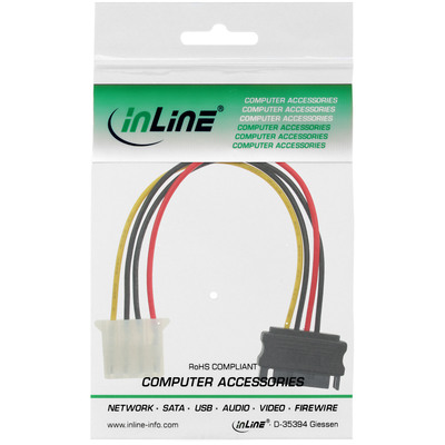 InLine SATA Stromadapterkabel, 15pol SATA Buchse an 4pol Stecker, 0,15m (Produktbild 11)