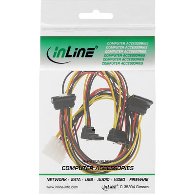 InLine Strom Y-Kabel intern, 1x 13,34cm (5,25) an 4x 15pol SATA gewinkelt mit Lasche, 40+55cm (Produktbild 11)