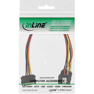 InLine SATA Strom-Y-Kabel, SATA Buchse an 2x SATA Stecker mit Sicherheitslasche, 0,3m (Produktbild 11)