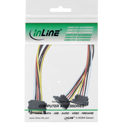 InLine SATA Strom-Y-Kabel, SATA Buchse an 2x SATA Stecker gewinkelt, mit Sicherheitslaschen, 0,3m (Produktbild 11)