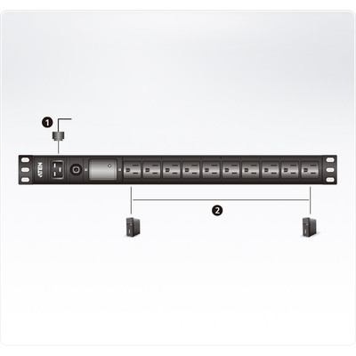 ATEN PE0209SG 19 Stromverteilung 1HE 9-Port C13 + 1x C19 Basic PDU mit Überspannungsschutz (Produktbild 3)