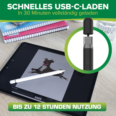 InLine® Stylus, Tabletstift für Apple iPads, mit Akku, USB-C, schwarz  (Produktbild 5)