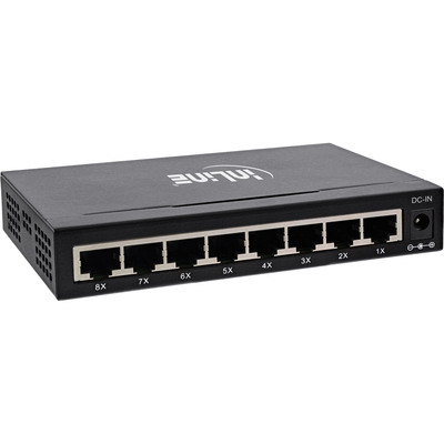 InLine® Netzwerk Switch 8-Port, Gigabit Ethernet, 10/100/1000MBit/s, Desktop, Metall, lüfterlos, geschirmte Ports (Produktbild 2)