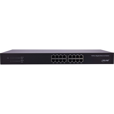 InLine® Gigabit Netzwerk Switch 16-Port, 1Gb/s, 19 1HE, Metall, lüfterlos (Produktbild 2)