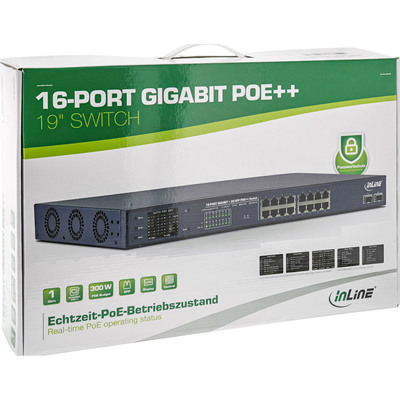 InLine® PoE++ Gigabit Netzwerk Switch 16 Port, 1Gb/s, 2xSFP,191HE(inkl. Winkel) (Produktbild 6)