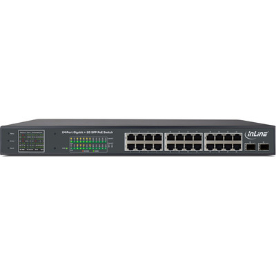 InLine® PoE+ Gigabit Netzwerk Switch 24 Port, 1Gb/s, 2xSFP,191HE (inkl. Winkel) (Produktbild 2)