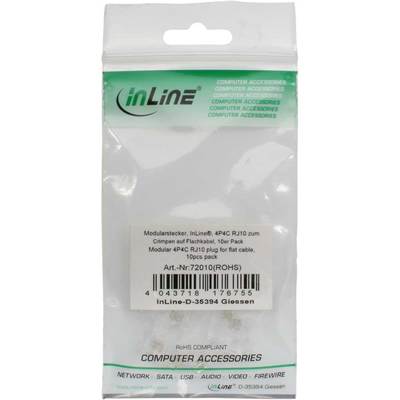 InLine® Modularstecker, 4P4C RJ10 zum Crimpen auf Flachkabel, 10er Pack