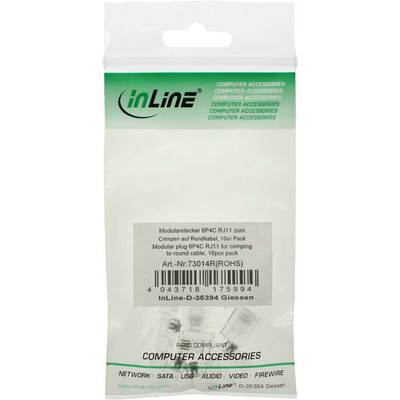 InLine® Modularstecker, 6P4C RJ11 zum Crimpen auf Rundkabel, 10er Pack (Produktbild 2)