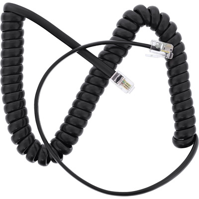 InLine Hrer Spiralkabel, RJ10 Stecker / Stecker, schwarz, max. 2m (Produktbild 2)