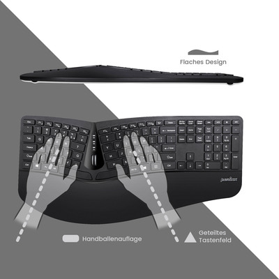Perixx PERIDUO-605 DE, Tastatur- und Maus-Set, kabellos, ergonomisch, schwarz (Produktbild 2)