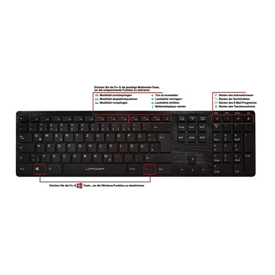 LC-Power LC-KEY-5B-ALU, Aluminium-Tastatur im Slim-Design, USB, schwarz (Produktbild 2)