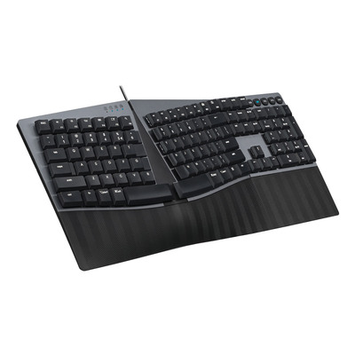 Perixx PERIBOARD-535 DE BL, Kabelgebundene ergonomische mechanische Tastatur - flache blaue Klickschalter (Produktbild 3)