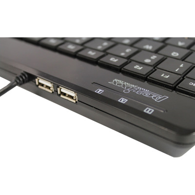 Perixx PERIBOARD-505H PLUS US, Mini USB-Tastatur, Trackball, Hub, schwarz (Produktbild 2)
