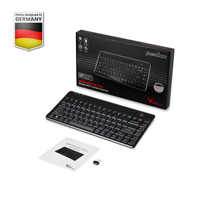 Perixx PERIBOARD-706 PLUS US, Mini Tastatur, Trackball, schnurlos, schwarz (Produktbild 11)
