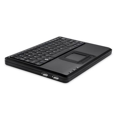 Perixx PERIBOARD-510 H PLUS ES, Mini USB-Tastatur, Touchpad, Hub, schwarz (Produktbild 2)