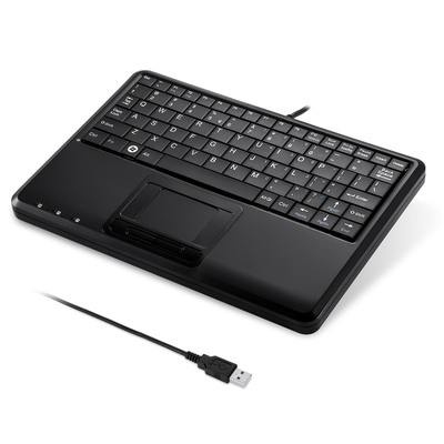 Perixx PERIBOARD-510 H PLUS US, Mini USB-Tastatur, Touchpad, Hub, schwarz (Produktbild 3)