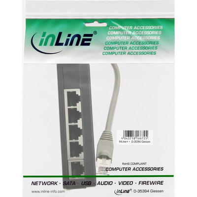 InLine® ISDN Verteiler, 5x RJ45 Buchse, 15cm Kabel, mit Endwiderständen (Produktbild 2)