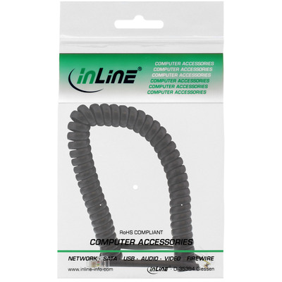 InLine® Spiralkabel, RJ10 Stecker / Stecker, schwarz, max. 4m (Produktbild 2)
