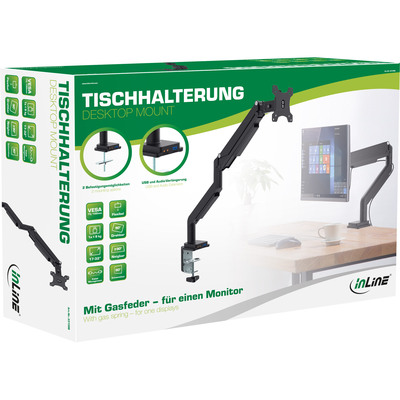 InLine® Tischhalterung mit Lifter und USB/Audio bis max. 82cm 32 9kg  (Produktbild 5)