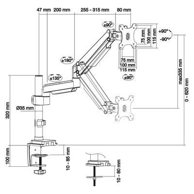 InLine® Tischhalterung mit Lifter, beweglich, für Monitore bis 82cm (32), 9kg (Produktbild 3)