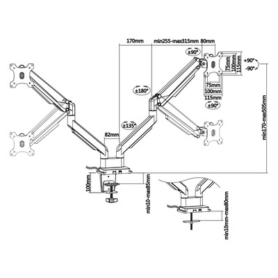 InLine® Tischhalterung mit Lifter & USB/Audio, 2 Monitore bis 81cm (32),schwarz (Produktbild 6)