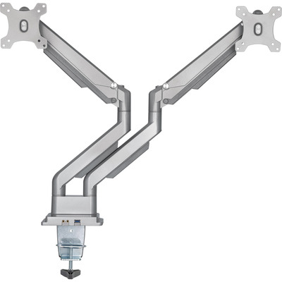 InLine® Tischhalterung mit Lifter & USB/Audio, 2 Monitore bis 81cm (32),silber (Produktbild 2)