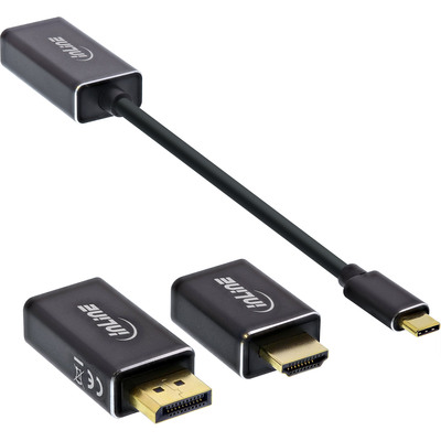 InLine® USB Display Konverter Set 6-in-1, USB-C Stecker zu DisplayPort, HDMI, VGA (DP Alt Mode), 4K/60Hz, schwarz, 0.2m (Produktbild 2)