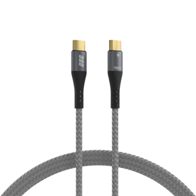 USB-C Kabel 100W PD 3.0 5A E-Marker Chip -- 0,5m grau Goldkontakte Textilmantel, USB-CC-00001 (Produktbild 1)