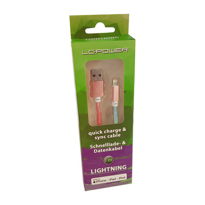 LC-Power LC-C-USB-Lightning-1M-3 (MFI) USB A zu Lightning Kabel, Regenbogen-Gli. (Produktbild 2)