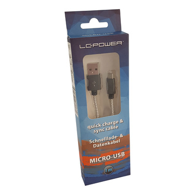 LC-Power LC-C-USB-MICRO-1M-1 USB A zu Micro-USB Kabel, silber, 1m (Produktbild 3)