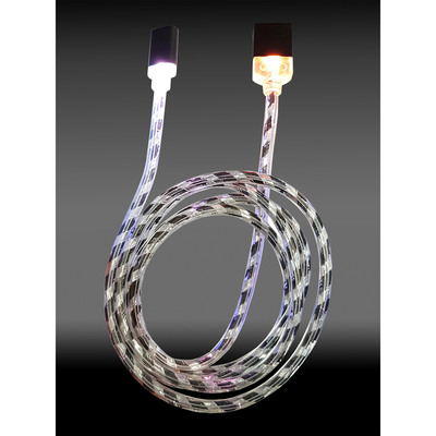 LC-Power LC-C-USB-MICRO-1M-8 USB A zu Micro-USB Kabel, schwarz/silber LED 1m (Produktbild 2)