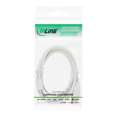 InLine® Micro-USB 2.0 Kabel, USB-A Stecker an Micro-B Stecker, weiß, 2m (Produktbild 3)