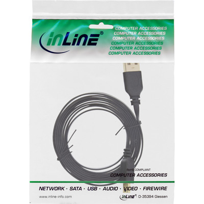 InLine® USB 2.0 Flachkabel, USB A ST an Mini-B ST (5pol.), schwarz, 0,3m  (Produktbild 5)