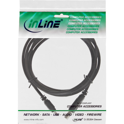 InLine® USB 2.0 Mini-Kabel, USB A ST an Mini-B ST (5pol.), schwarz, 3m (Produktbild 3)