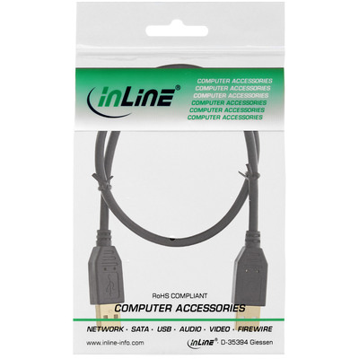 InLine® USB 2.0 Kabel, A an A, schwarz, Kontakte gold, 5m (Produktbild 2)