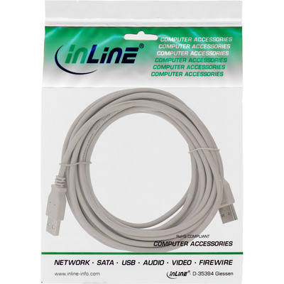 InLine® USB 2.0 Kabel, A an A, beige, 5m (Produktbild 2)