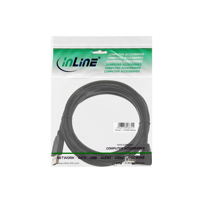 InLine® USB 2.0 Kabel, A an B unten abgewinkelt, schwarz, 1m (Produktbild 2)