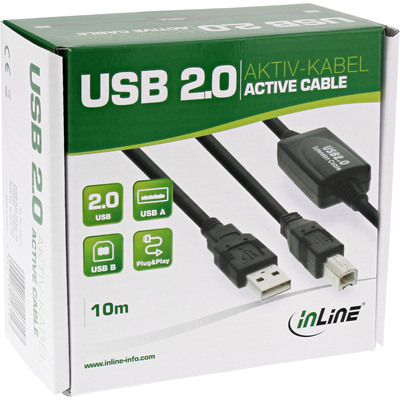 InLine® USB 2.0 Kabel, aktiv mit Signalverstärkung Repeater, A an B, 10m (Produktbild 3)