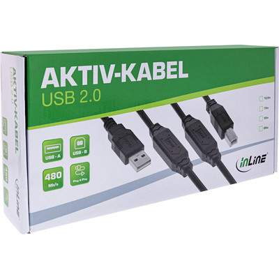 InLine® USB 2.0 Aktiv-Kabel, USB-A Stecker zu USB-B Stecker, 25m  (Produktbild 5)