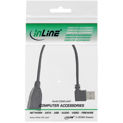 InLine® Smart USB 2.0 Verlängerung gewinkelt, ST / BU, Typ A, schwarz, 0,2m  (Produktbild 5)