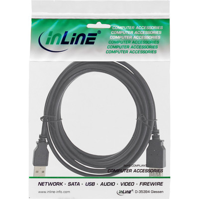 InLine® USB 2.0 Verlängerung, Stecker / Buchse, Typ A, schwarz, 0,5m (Produktbild 2)