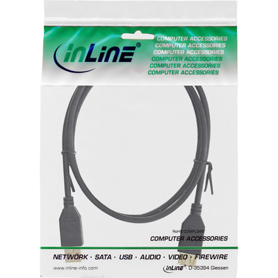 InLine® USB 2.0 Verlängerung, ST / BU, Typ A, schwarz, Kontakte gold, 5m (Produktbild 2)