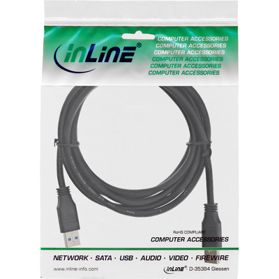 InLine® USB 3.2 Gen.1 Kabel, A an A, schwarz, 3m (Produktbild 2)
