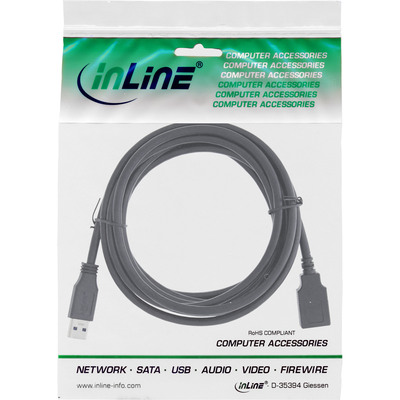 InLine® USB 3.2 Gen.1 Kabel, A Stecker / Buchse, schwarz, 3m (Produktbild 2)