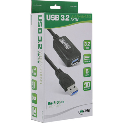 InLine® USB 3.2 Gen.1 Aktiv-Verlängerung, Stecker A an Buchse A, schwarz, 5m (Produktbild 2)