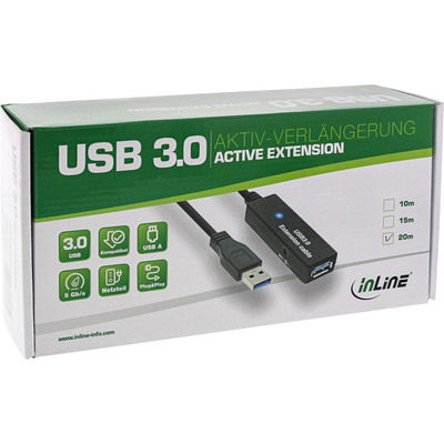 InLine® USB 3.2 Gen.1 Aktiv-Verlängerung, Stecker A an Buchse A, schwarz, 20m  (Produktbild 5)
