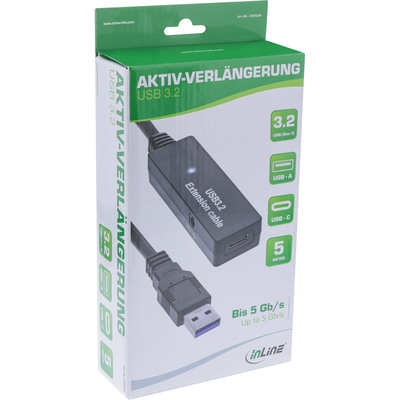 InLine® USB 3.2 Gen.1 Aktiv-Verlängerung, USB-A Stecker an USB-C Buchse, 5m (Produktbild 3)