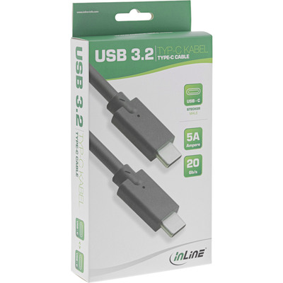 InLine® USB 3.2 Gen.2x2 Kabel, USB-C Stecker/Stecker, schwarz, 1m (Produktbild 2)