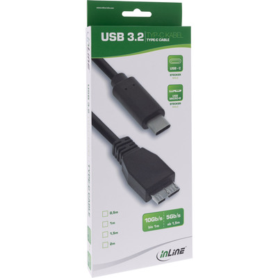 InLine® USB 3.2 Gen.1x2 Kabel, USB-C Stecker an Micro-B Stecker, schwarz, 1m (Produktbild 2)