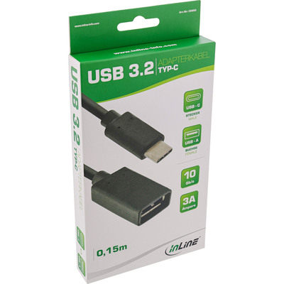 InLine® USB 3.2 Gen.1x2 Adapterkabel, USB-C Stecker an A Buchse, 0,15m (Produktbild 2)